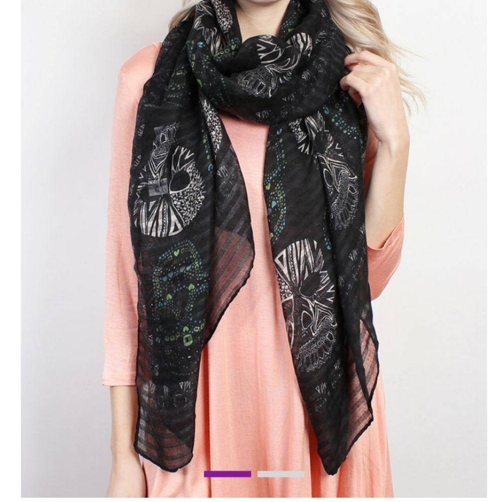 🆕☠️BLACK SKULL OVERSIZE SCARF☠️
